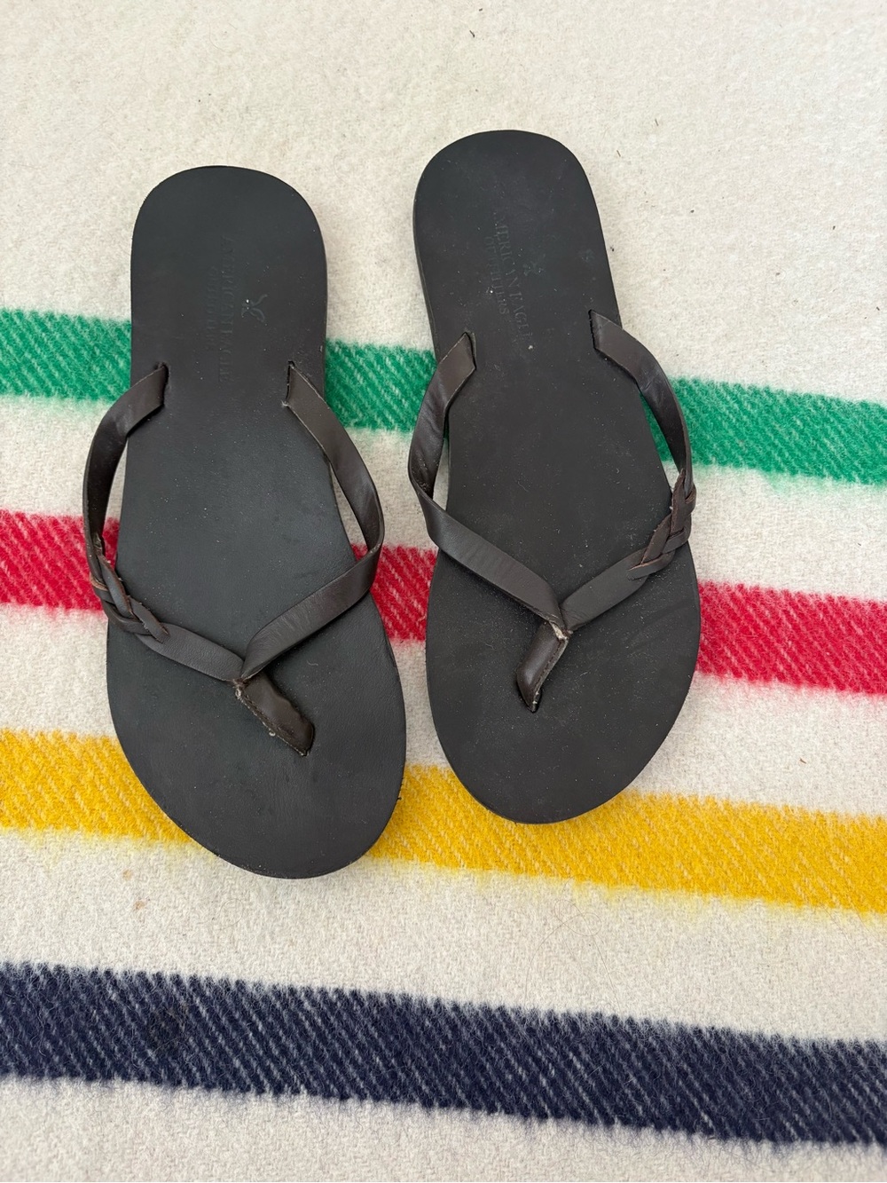 American Eagle Outfitters Black Women's Braided Flip Flop Sandals